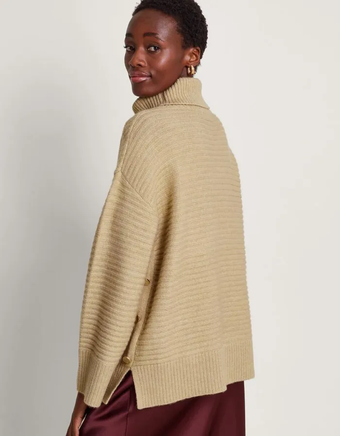 Monsoon Rae Roll Neck Jumper Camel Women Knitwear Monsoon Rae Roll Neck Jumper Camel Women Knitwear