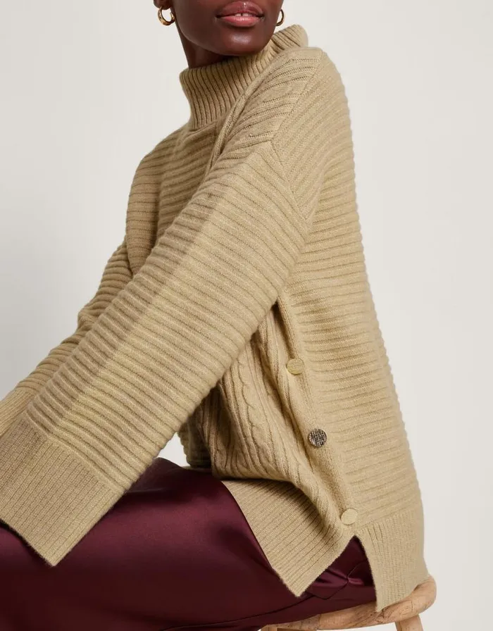 Monsoon Rae Roll Neck Jumper Camel Women Knitwear Monsoon Rae Roll Neck Jumper Camel Women Knitwear