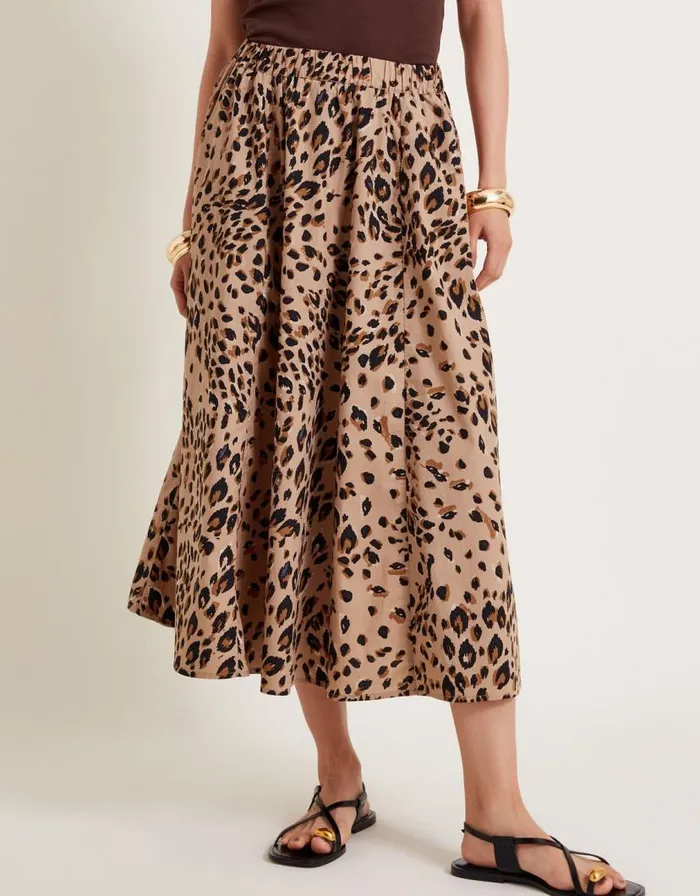 Monsoon Raife Leopard Print Skirt Natural Women Skirts Monsoon Raife Leopard Print Skirt Natural Women Skirts