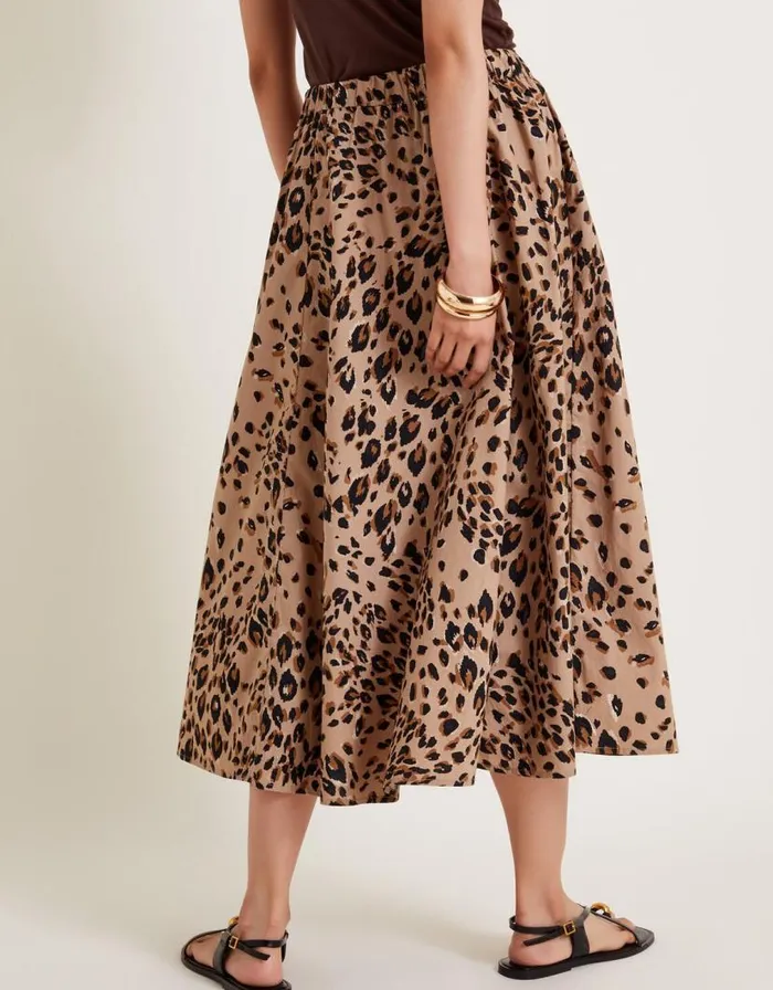 Monsoon Raife Leopard Print Skirt Natural Women Skirts Monsoon Raife Leopard Print Skirt Natural Women Skirts