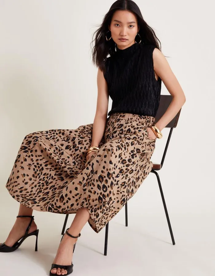 Monsoon Raife Leopard Print Skirt Natural Women Skirts Monsoon Raife Leopard Print Skirt Natural Women Skirts