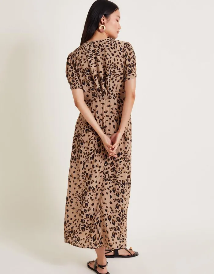 Monsoon Raife Midi Leopard Print Tea Dress Natural Women Midi Dresses Monsoon Raife Midi Leopard Print Tea Dress Natural Women Midi Dresses