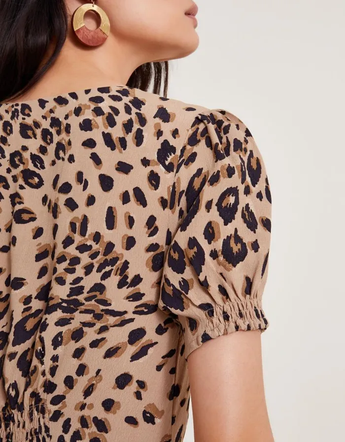 Monsoon Raife Midi Leopard Print Tea Dress Natural Women Midi Dresses Monsoon Raife Midi Leopard Print Tea Dress Natural Women Midi Dresses