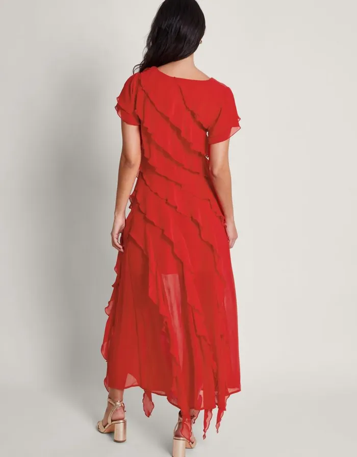 Monsoon Renata Ruffle Maxi Dress Red Women Occasionwear Monsoon Renata Ruffle Maxi Dress Red Women Occasionwear