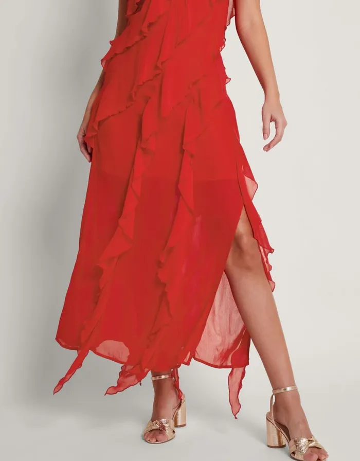 Monsoon Renata Ruffle Maxi Dress Red Women Occasionwear Monsoon Renata Ruffle Maxi Dress Red Women Occasionwear