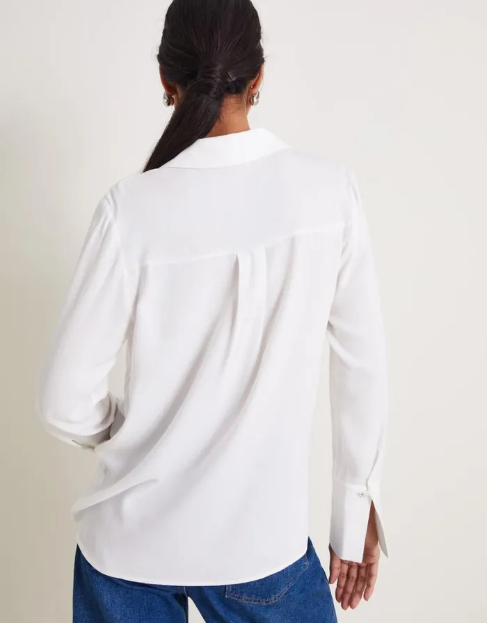 Monsoon Sandra Plain FloralButton Shirt Ivory Women Tops and Blouses Monsoon Sandra Plain FloralButton Shirt Ivory Women Tops and Blouses