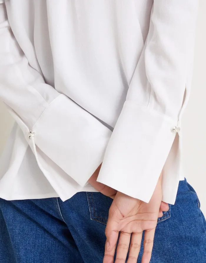 Monsoon Sandra Plain FloralButton Shirt Ivory Women Tops and Blouses Monsoon Sandra Plain FloralButton Shirt Ivory Women Tops and Blouses