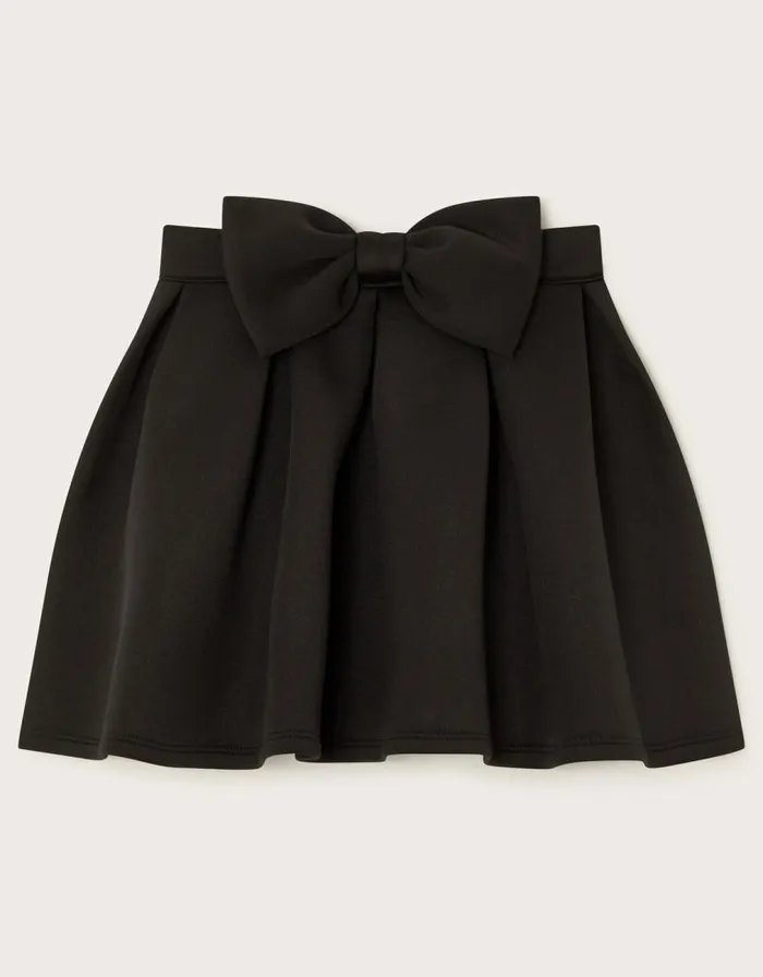 Monsoon Scuba Bow Pleated Skirt Black Children Skirts