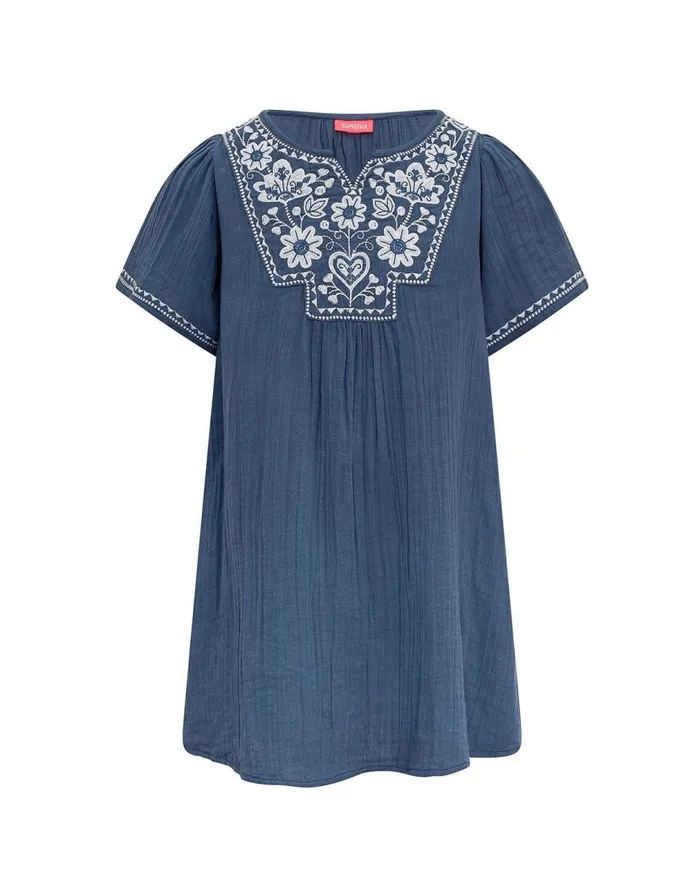 Monsoon Sunuva Folk Embroidered Dress Blue Children Dresses Monsoon Sunuva Folk Embroidered Dress Blue Children Dresses
