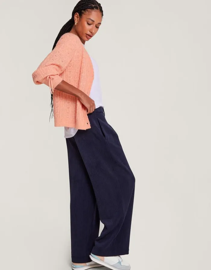 Monsoon SuperSoft Pointelle Cardigan With Recycled Polyester Orange Women Knitwear Monsoon SuperSoft Pointelle Cardigan With Recycled Polyester Orange Women Knitwear
