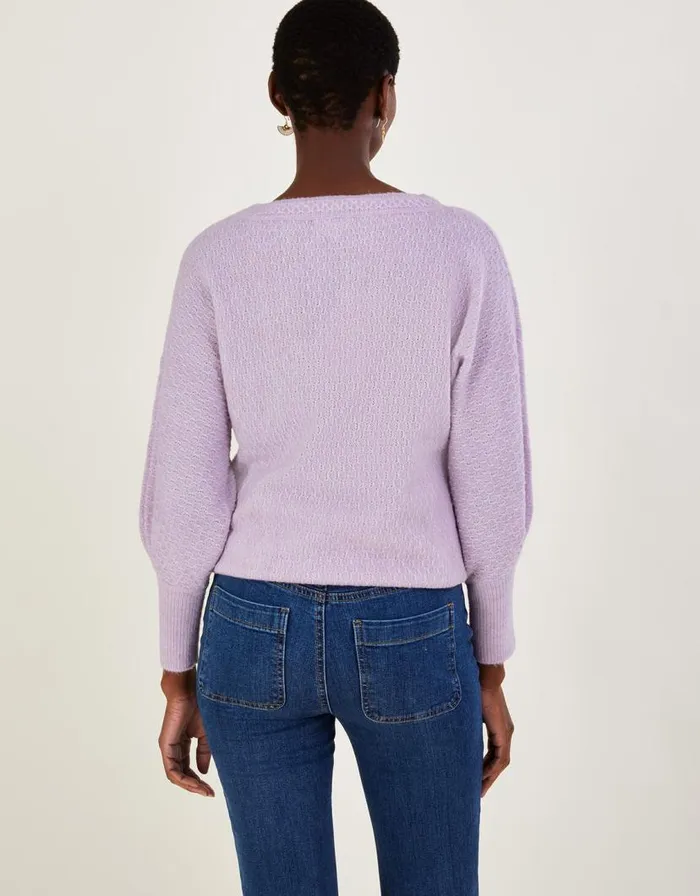 Monsoon Supersoft Stitch Jumper With Recycled Polyester Purple Women Knitwear Monsoon Supersoft Stitch Jumper With Recycled Polyester Purple Women Knitwear