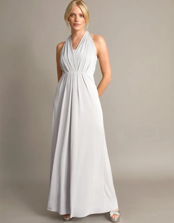 Monsoon Thea Twist Me Tie Me Maxi Dress Silver Women Occasionwear