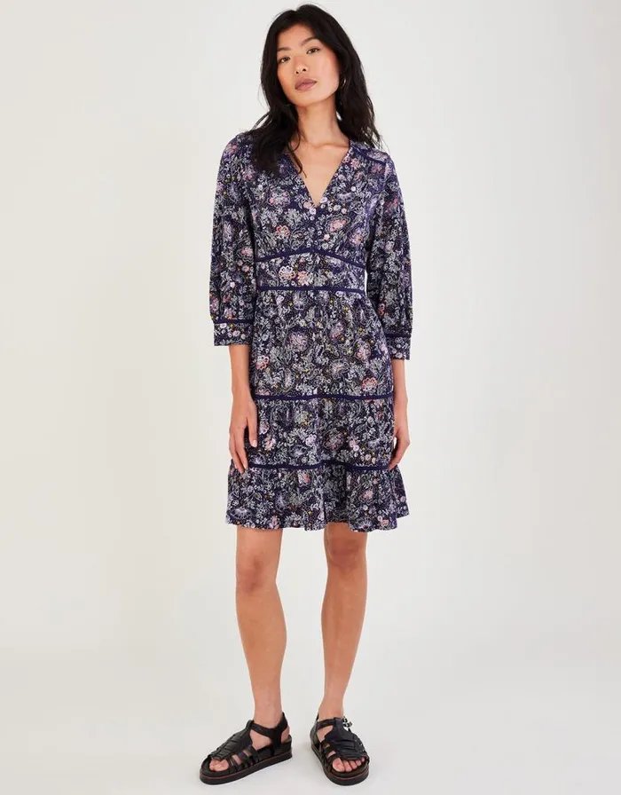 Monsoon Tiered Short Jersey Dress In Sustainable Cotton Blue Women Jersey Dresses Monsoon Tiered Short Jersey Dress In Sustainable Cotton Blue Women Jersey Dresses