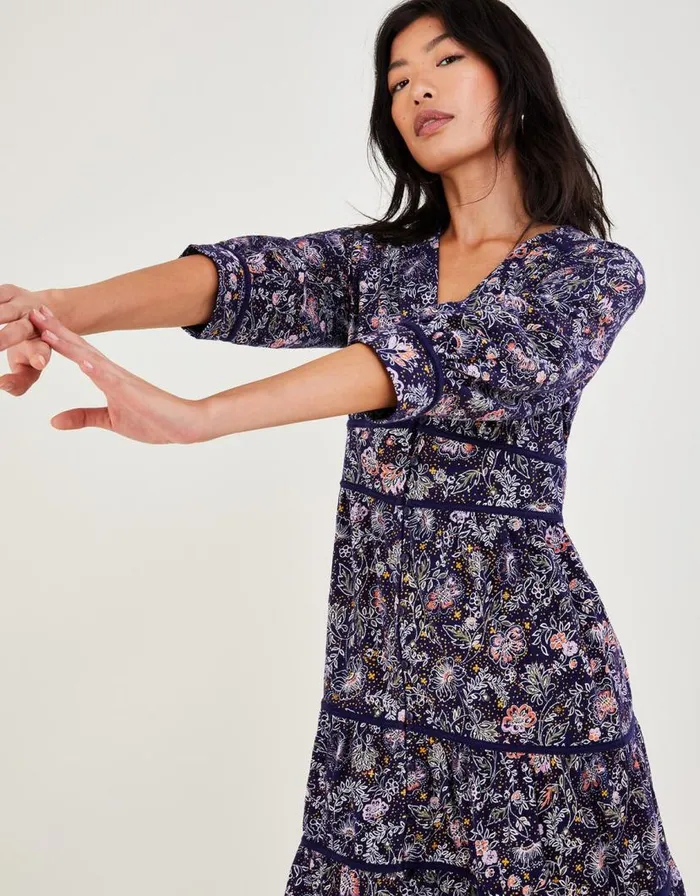 Monsoon Tiered Short Jersey Dress In Sustainable Cotton Blue Women Jersey Dresses Monsoon Tiered Short Jersey Dress In Sustainable Cotton Blue Women Jersey Dresses