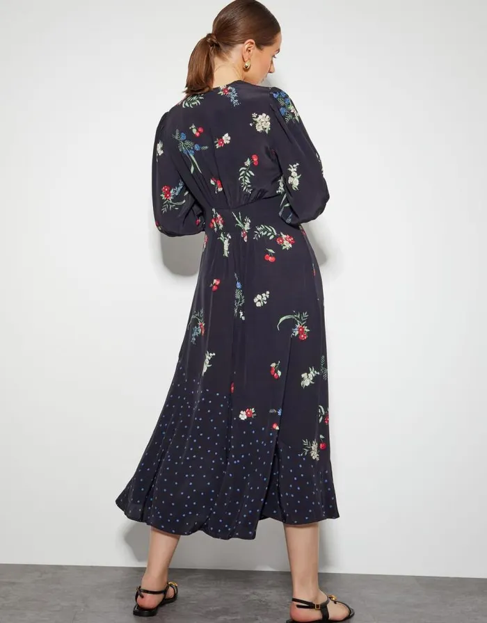 Monsoon Tina Twist Front Midi Dress Black Women Day Dresses