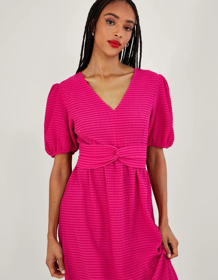 Monsoon Twist Detail Jersey Midi Dress Pink Women Midi Dresses Monsoon Twist Detail Jersey Midi Dress Pink Women Midi Dresses