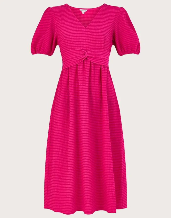 Monsoon Twist Detail Jersey Midi Dress Pink Women Midi Dresses Monsoon Twist Detail Jersey Midi Dress Pink Women Midi Dresses
