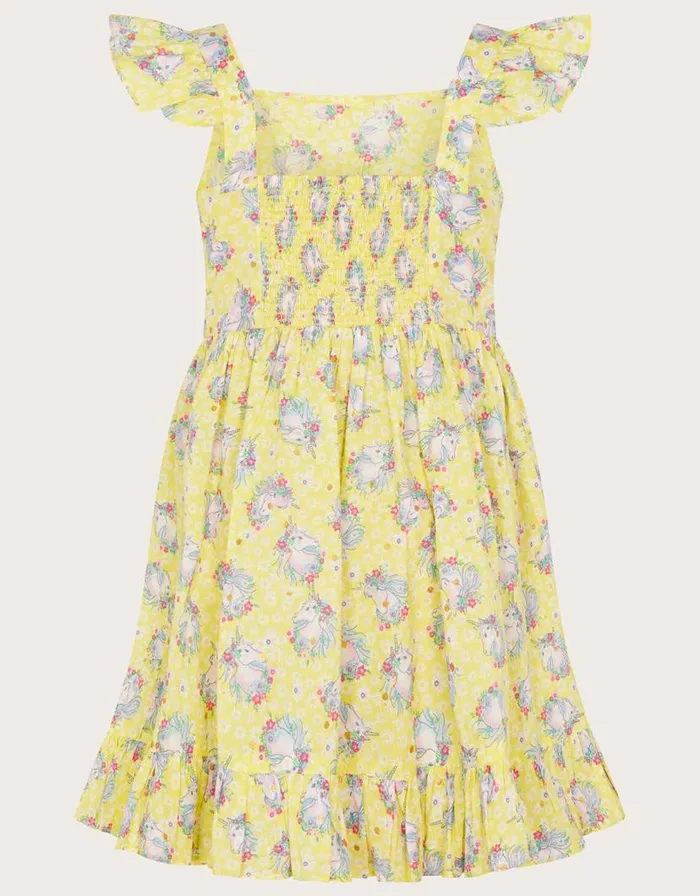 Monsoon Unicorn Frill Dress Yellow Children Dresses Monsoon Unicorn Frill Dress Yellow Children Dresses