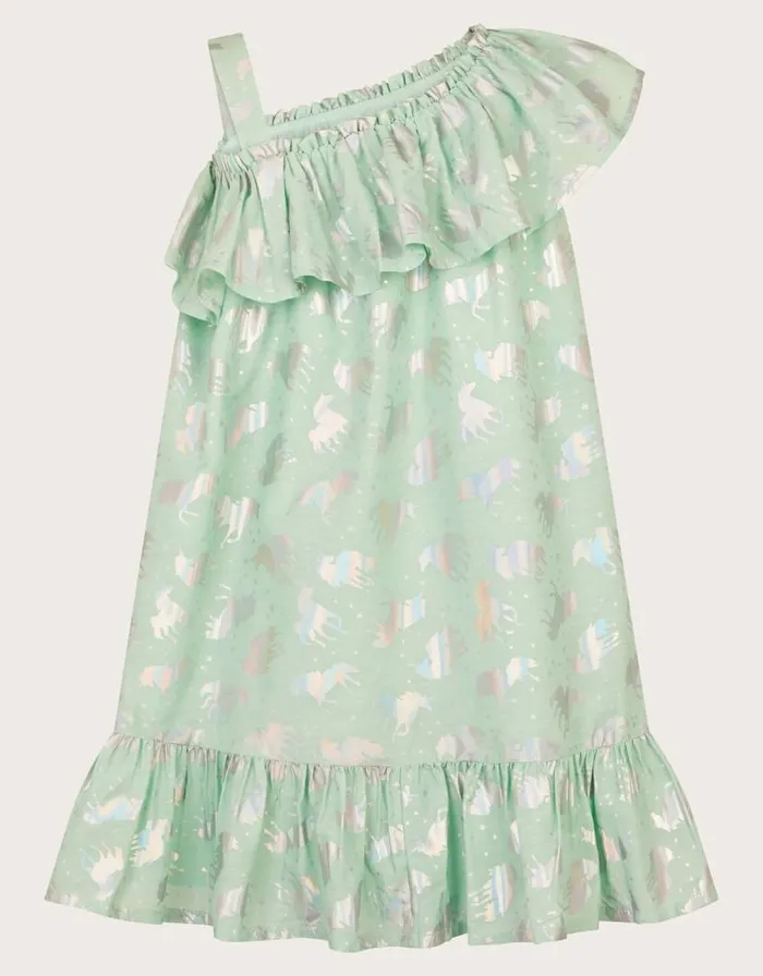 Monsoon Unicorn Print Frill Dress Blue Children Dresses Monsoon Unicorn Print Frill Dress Blue Children Dresses
