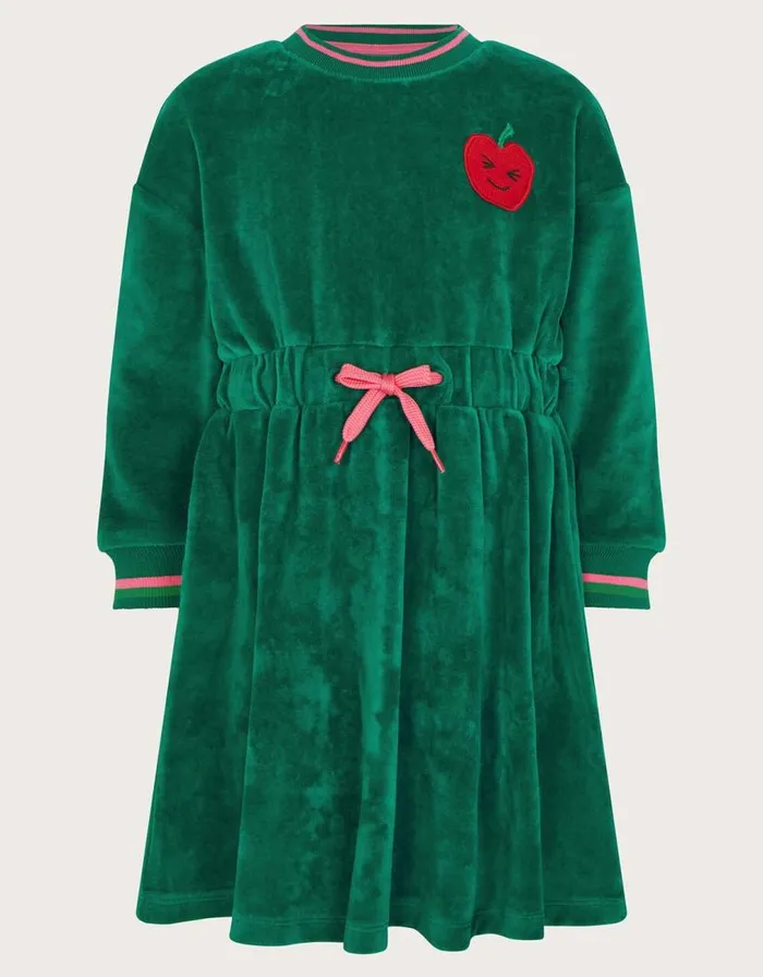 Monsoon Velour TieWaist Dress Green Children Dresses