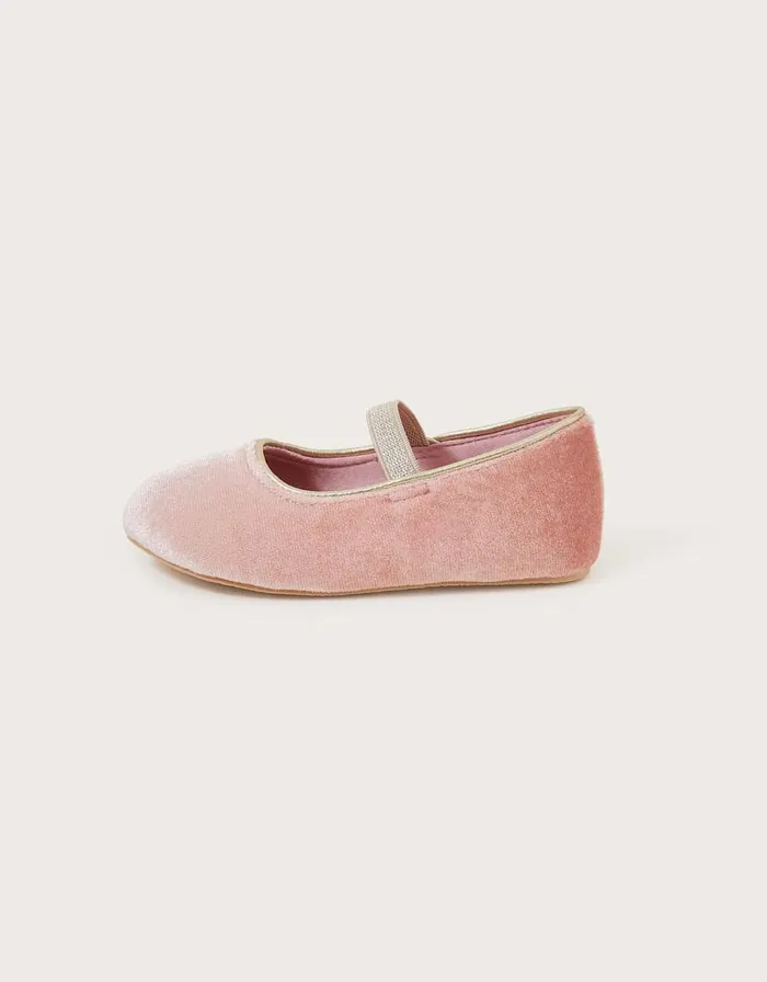Monsoon Velvet Walker Shoes Pink Children Partywear Monsoon Velvet Walker Shoes Pink Children Partywear