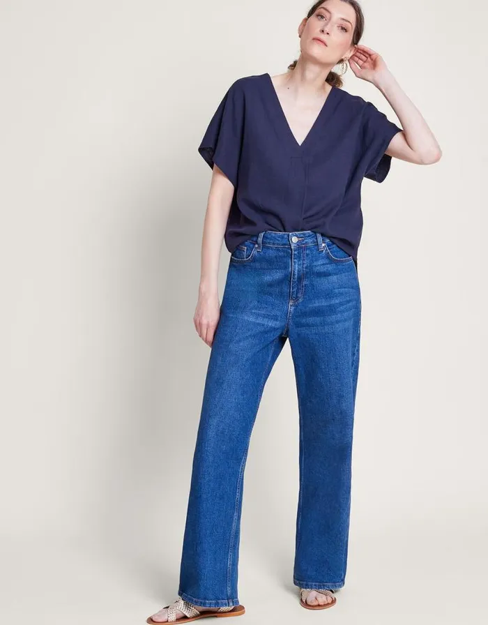 Monsoon Viola VNeck Pintuck TShirt Blue Women Tops and Blouses Monsoon Viola VNeck Pintuck TShirt Blue Women Tops and Blouses