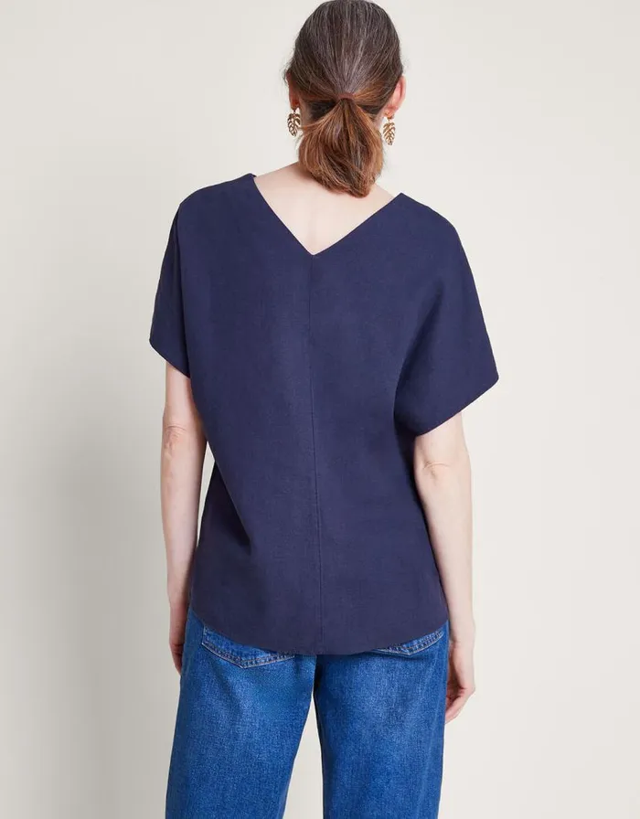 Monsoon Viola VNeck Pintuck TShirt Blue Women Tops and Blouses Monsoon Viola VNeck Pintuck TShirt Blue Women Tops and Blouses