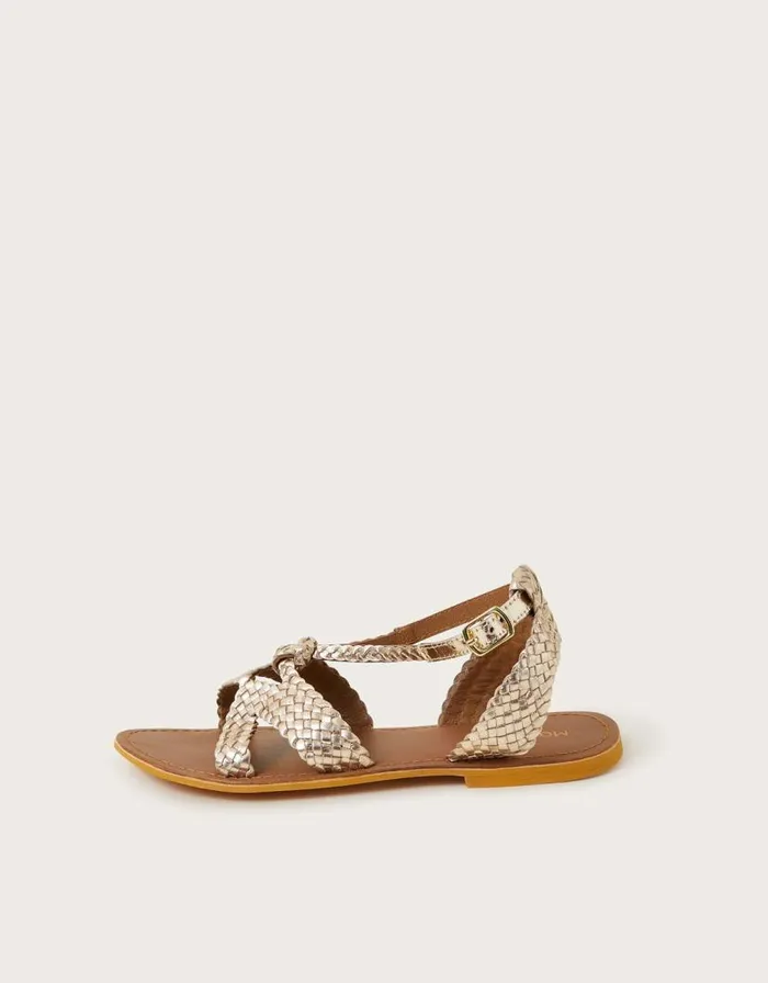 Monsoon Woven Leather Sandals Gold Women Sandals Monsoon Woven Leather Sandals Gold Women Sandals