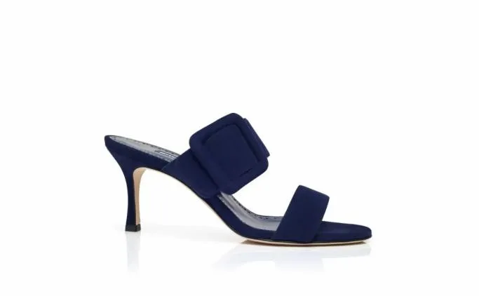 Mules Women Manolo Blahnik GABLENavy Blue Suede Open Toe Mules Mules Women Manolo Blahnik GABLENavy Blue Suede Open Toe Mules