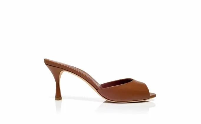 Mules Women Manolo Blahnik JADABrown Calf Leather Open Toe Mules Mules Women Manolo Blahnik JADABrown Calf Leather Open Toe Mules