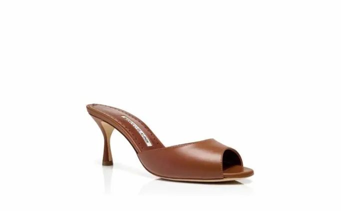 Mules Women Manolo Blahnik JADABrown Calf Leather Open Toe Mules Mules Women Manolo Blahnik JADABrown Calf Leather Open Toe Mules