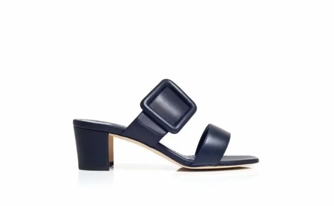 Mules Women Manolo Blahnik TITUBANEWNavy Blue Nappa Leather Open Toe Mules Mules Women Manolo Blahnik TITUBANEWNavy Blue Nappa Leather Open Toe Mules