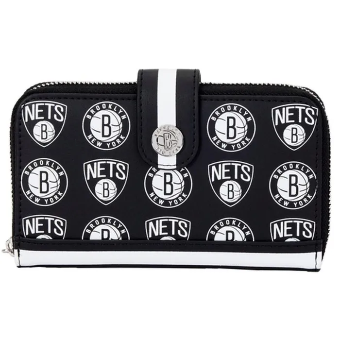 NBA Brooklyn Nets Logo Zip Around Wallet Unisex Loungefly Bags and Wallets