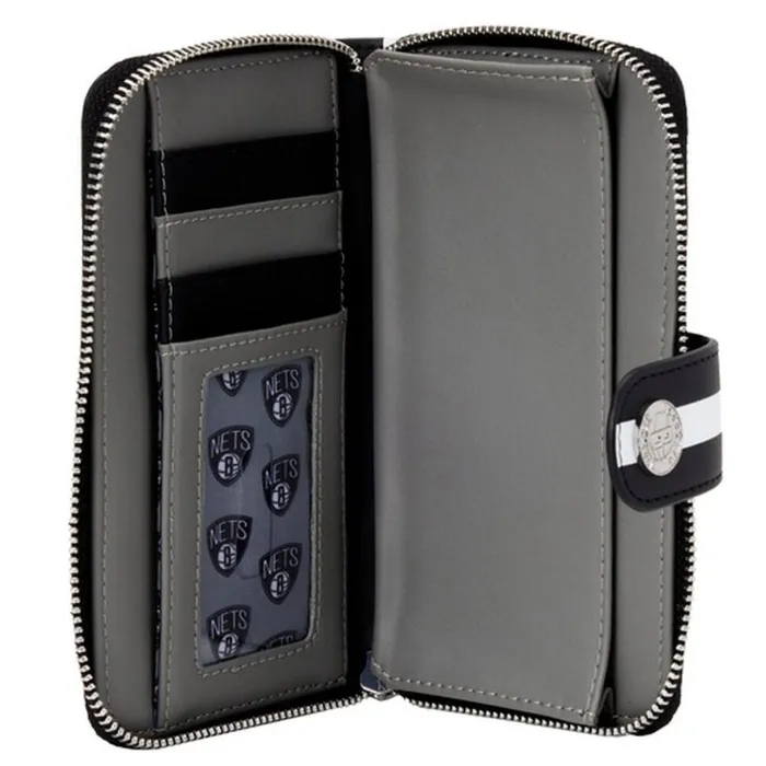 NBA Brooklyn Nets Logo Zip Around Wallet Unisex Loungefly Bags and Wallets
