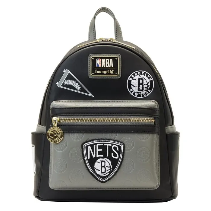 NBA Brooklyn Nets Patch Icons Mini Backpack Unisex Loungefly Backpacks