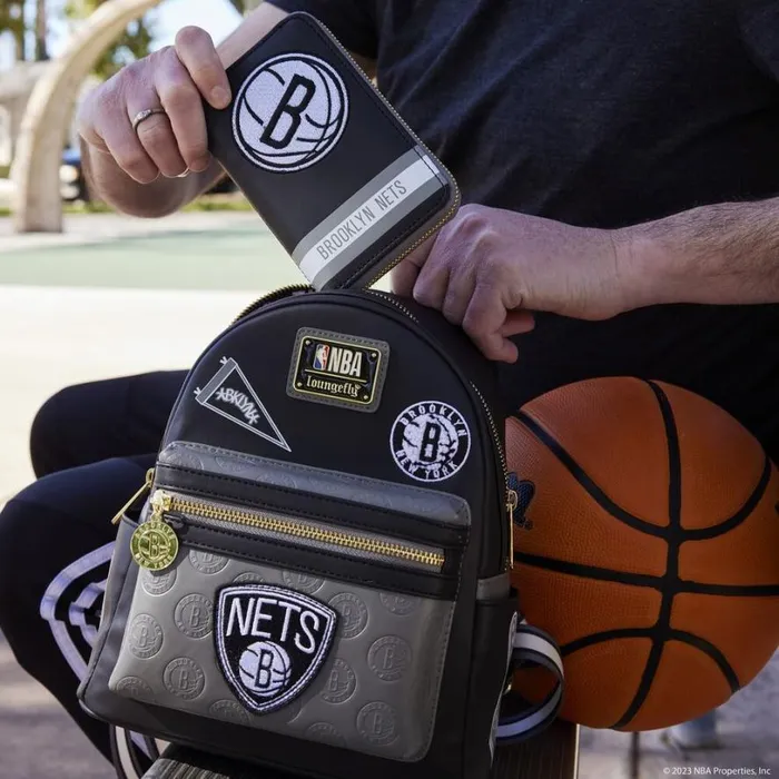 NBA Brooklyn Nets Patch Icons Mini Backpack Unisex Loungefly Backpacks