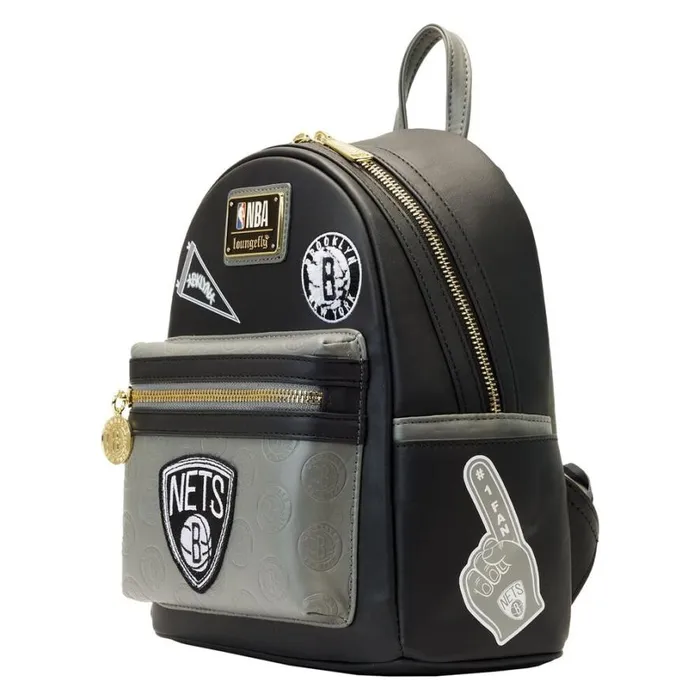 NBA Brooklyn Nets Patch Icons Mini Backpack Unisex Loungefly Backpacks