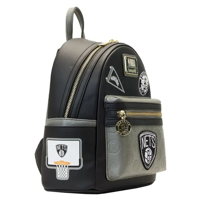 NBA Brooklyn Nets Patch Icons Mini Backpack Unisex Loungefly Backpacks