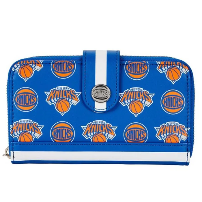 NBA New York Knicks Logo Zip Around Wallet Unisex Loungefly Bags and Wallets