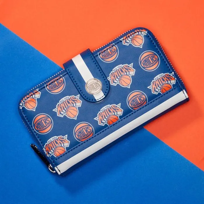 NBA New York Knicks Logo Zip Around Wallet Unisex Loungefly Bags and Wallets