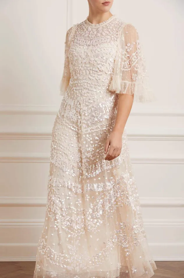 Needle and Thread Anais Sequin Gown Champagne Women Exclusives