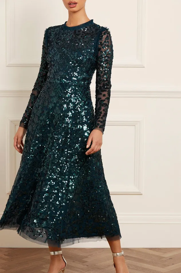 Needle and Thread Aurelia Long Sleeve Ballerina Dress Green Women Embellished Dresses Needle and Thread Aurelia Long Sleeve Ballerina Dress Green Women Embellished Dresses