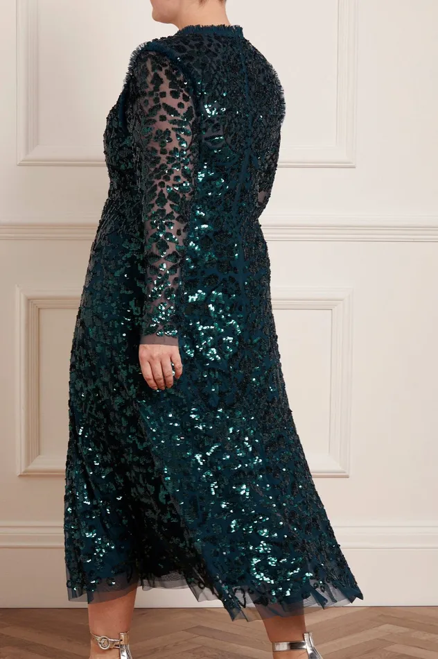 Needle and Thread Aurelia Long Sleeve Ballerina Dress Green Women Embellished Dresses