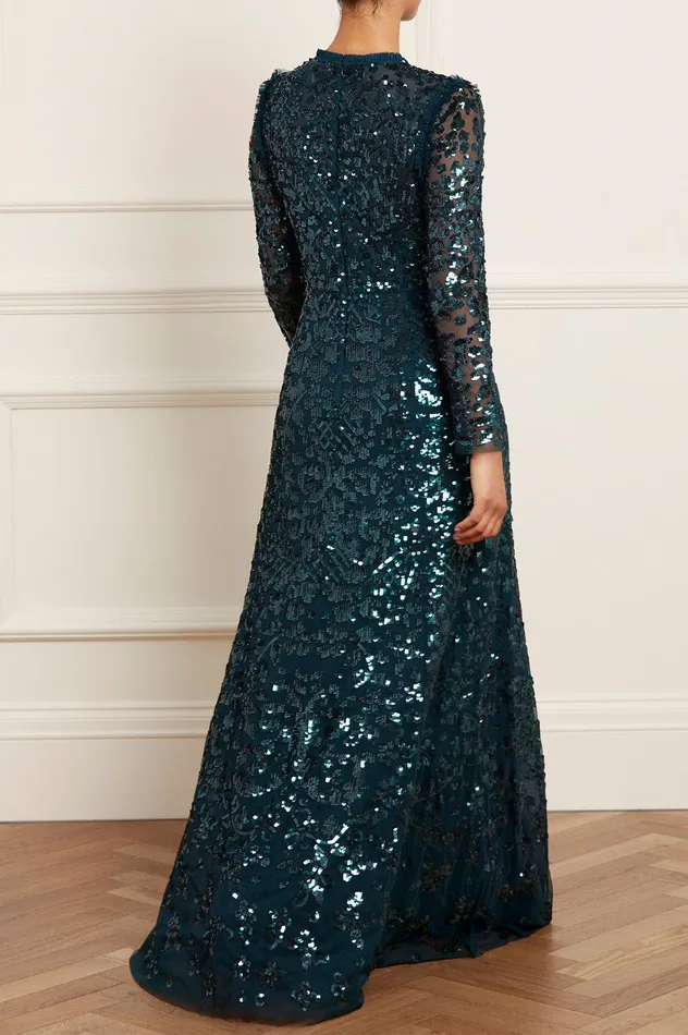 Needle and Thread Aurelia Long Sleeve Gown Green Women Exclusives