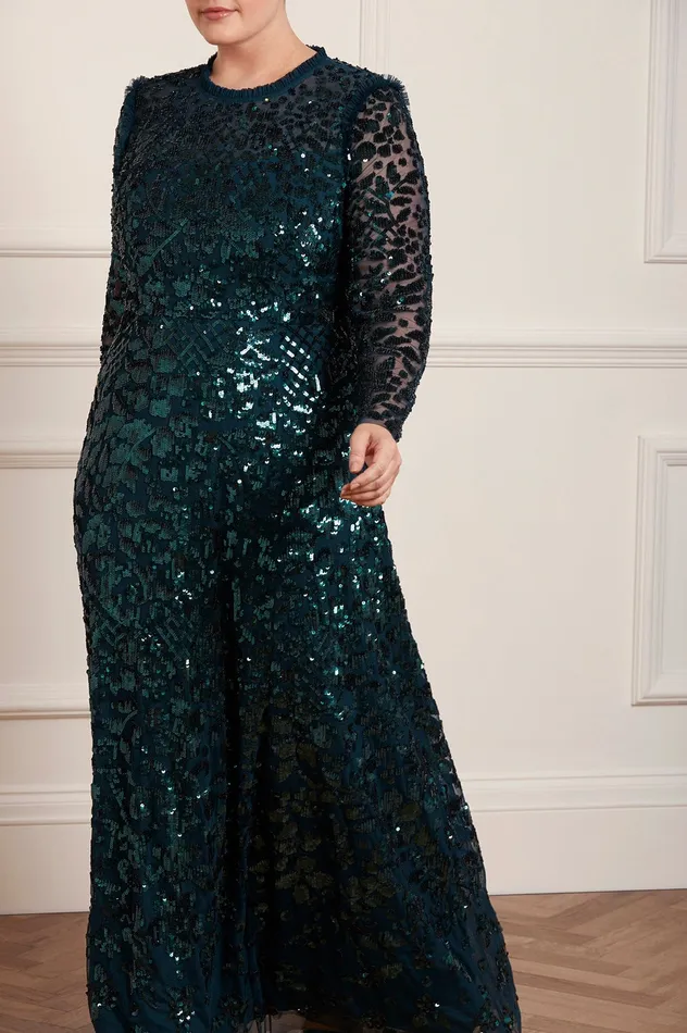 Needle and Thread Aurelia Long Sleeve Gown Green Women Exclusives