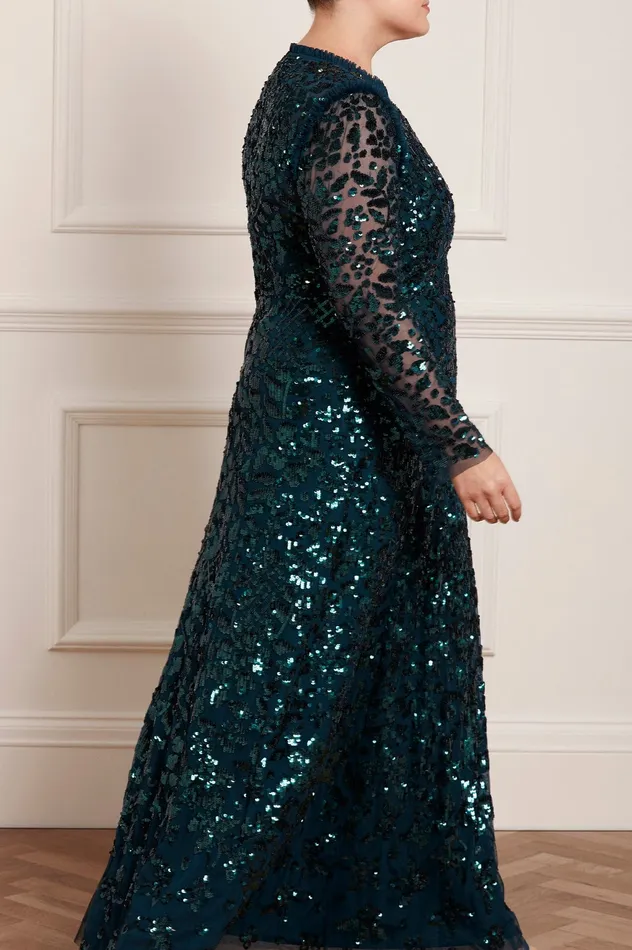 Needle and Thread Aurelia Long Sleeve Gown Green Women Exclusives