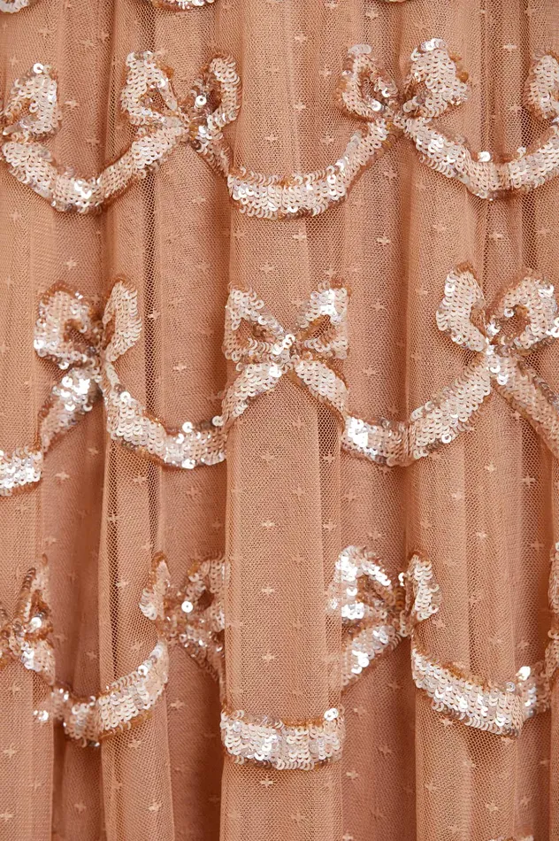 Needle and Thread Bow Sequin Long Sleeve Gown Beige Women Embellished Dresses Needle and Thread Bow Sequin Long Sleeve Gown Beige Women Embellished Dresses