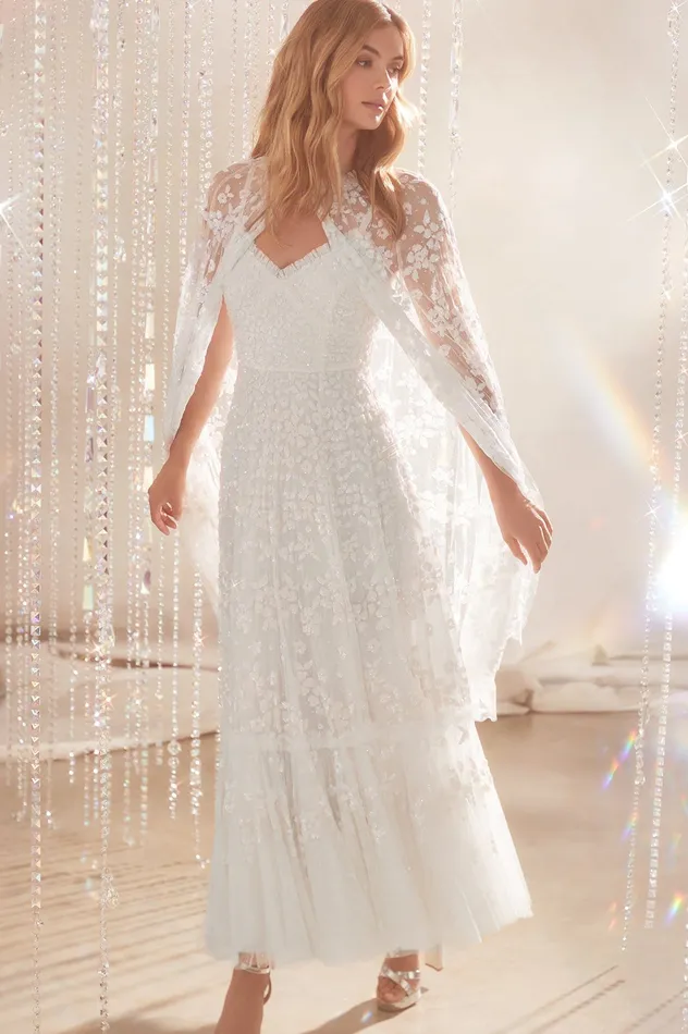 Needle and Thread Margot Midaxi Cape White Women Exclusives