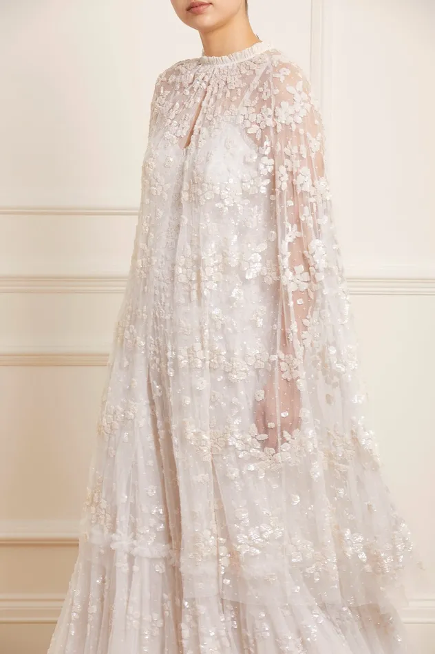 Needle and Thread Margot Midaxi Cape White Women Exclusives