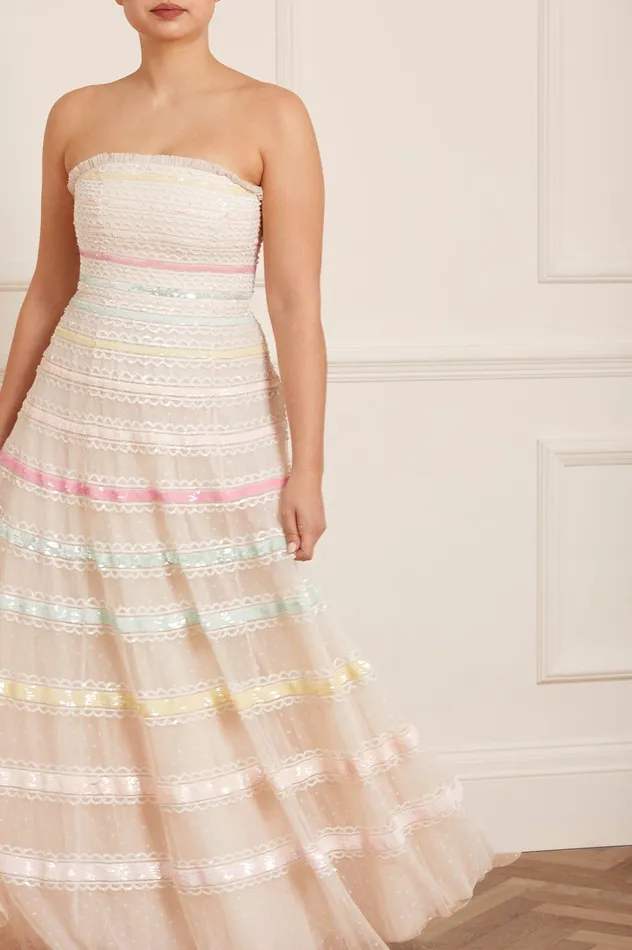 Needle and Thread Rainbow Strapless Gown Rainbow Women Embellished Dresses